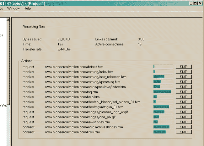 WinHTTrack snapshot